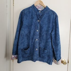 Alfred Dunner Denim Jacket Women's 14 Blue Embroidered